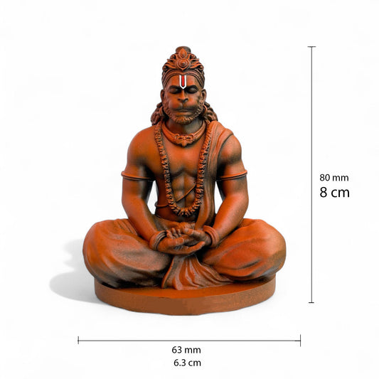 Hanuman Ji Idol for Car Dashboard | Hanuman Ji Meditation Murti Decor 8 cm Tall Orange Black Color Figure UV Resin, Crafted by 3D Printer for Temples, Home, Office, Gift
