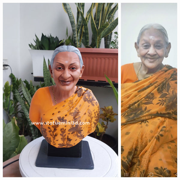 “Custom half 3D statue miniature portrait figurine from photo – memorial keepsake gift”