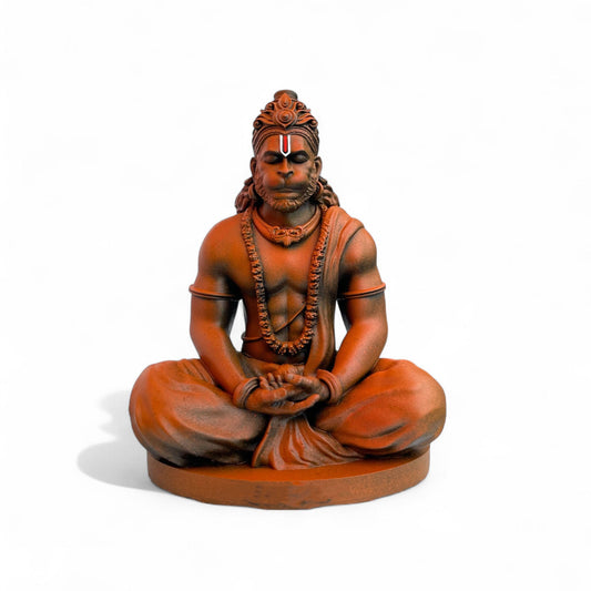 Hanuman Ji Idol for Car Dashboard | Hanuman Ji Meditation Murti Decor 8 cm Tall Orange Black Color Figure UV Resin, Crafted by 3D Printer for Temples, Home, Office, Gift